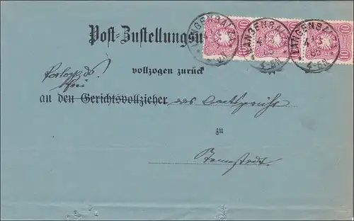 Certificat de livraison de Langensalla 1885