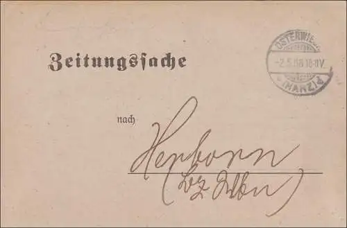 Germania: Zeitungssache von Osterwieck nach Herborn 1908