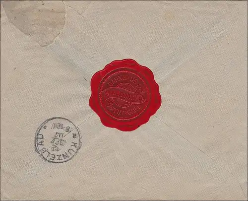 Germania: Brief von Stuttgart als Einschreiben nach Künzelsau 1907 - Garnhaus