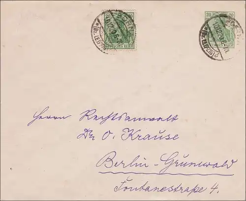 Germania: Lettre de Borna à Berlin 1920