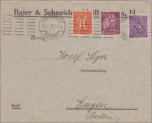 Inflation: Lettre de Heilbronn le 22.8.1922