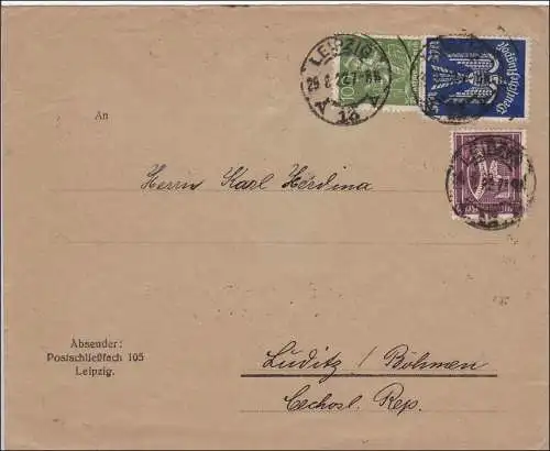 Inflation: Brief von Leipzig nach Lüditz/Böhmen 29.8.1922