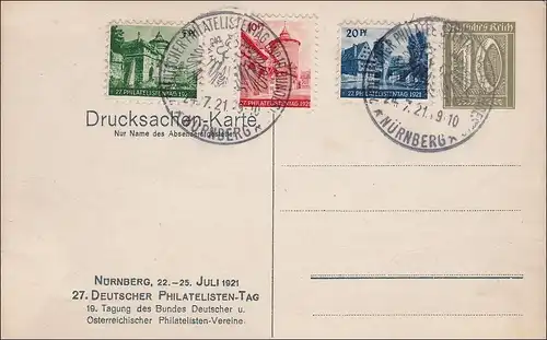 Inflation: Toute l'affaire Journée philatéliste allemande 1921 Nuremberg