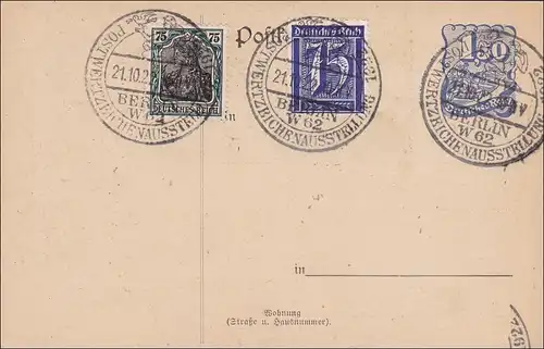 Inflation: Exposition complète de caractères de valeur postale 1922 avec cachet spécial