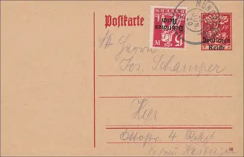Inflation:  Ganzsache von München 23.6.1920