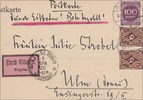 Inflation: Carte postale d'Ulm par eilbot - Rédaction Simplicisimus 9.4.1923