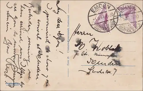 Weimar: Carte de vue d'Emden avec des demi-tours 1931