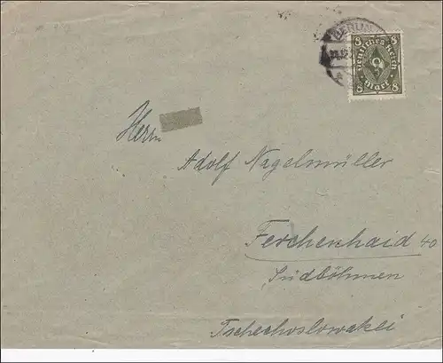 Inflation: Brief von Berlin in die Tschecheslowakei 1922, MiNr. 229 EF