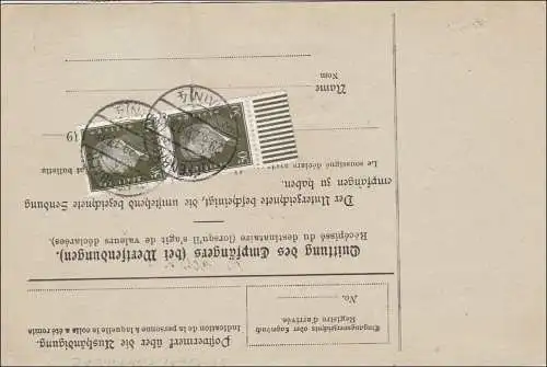 Weimar: Paketkarte von Offenbach in die Schweiz 1929