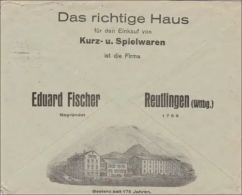 Weimar: Lettre de Reutlingen - Jouets - 1928