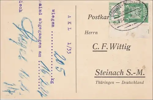 Weimar: Carte postale de Coburg-Neuenhaus à Steinach