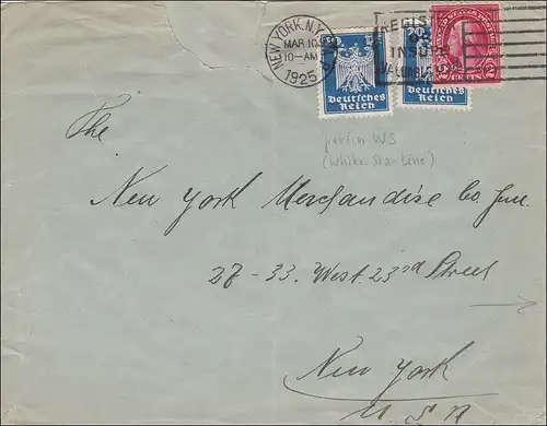 Weimar: Brief von Hamburg nach New York 1925