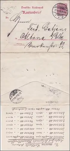 Lettre de carte avec image de Neustrelitz dedans - SELTEN - vers Altona 1898