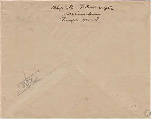 Luftpostbrief Flugpost München nach Hannover 1922