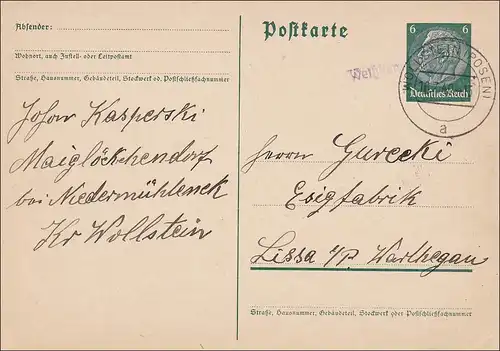 III. Reich: Maiglöckchendorf Niedermühleneck Wollstein Stempel Weltzberg 1940