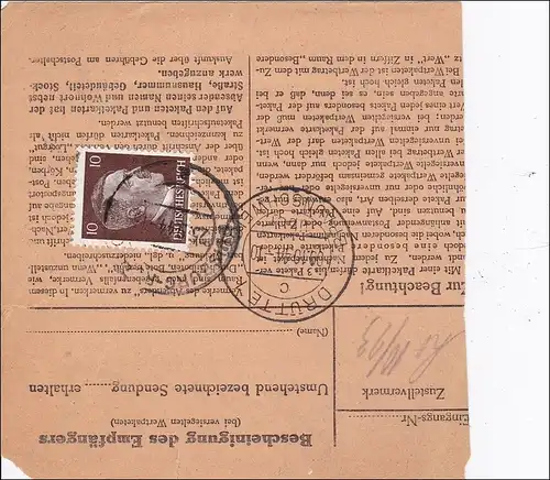 III. Reich: Carte de colis Duisburg-Rubrort à la prison de protection KL-Kamping Drütte