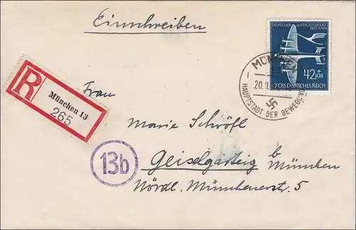 III. Reich: Einschreiben von München nach Geiselgarteig 1944