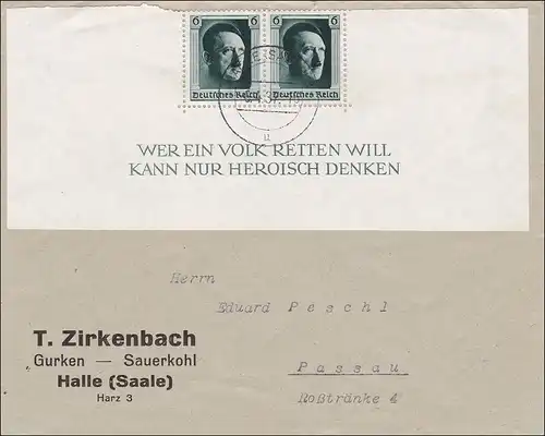III. Reich: Brief von Halle nach Passau 1937