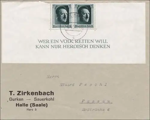 III. Reich: Lettre de Halle à Passau 1937