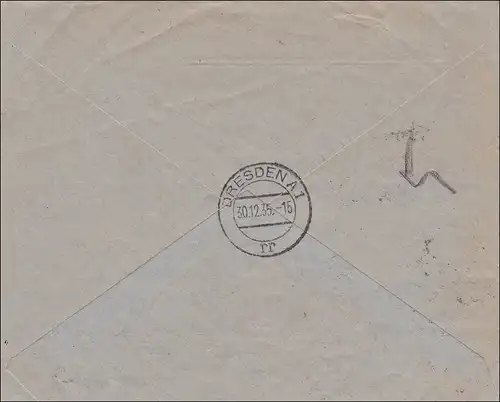 III. Reich: recommandé dans Dresde - rare France 1935