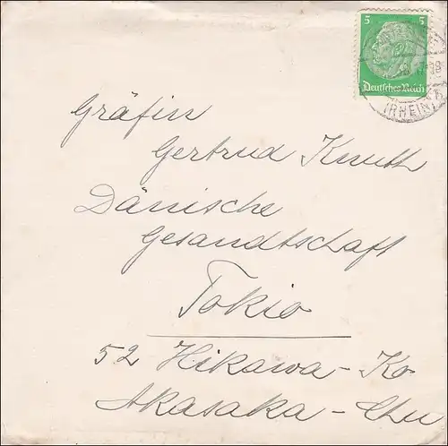 III. Reich: Brief an Dänische Gesandschaft in Tokio 1938