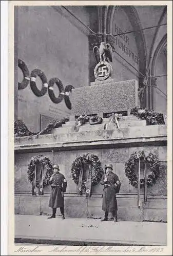 III. Reich: Propaganda Karte Mahnmal für Gefallene 9.11.1923 Sonderstempel 1938