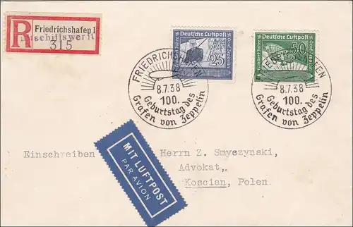 III. Reich: R-Zettel Luftschiffwerft Friedrichshafen,  nach Polen 1938