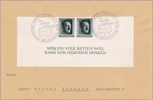 III. Reich: Lettre de Berlin à Passau 1937