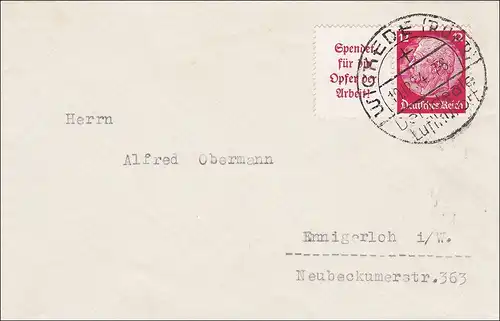 III. Reich: Brief von Wickede nach Ernigerloch 1934