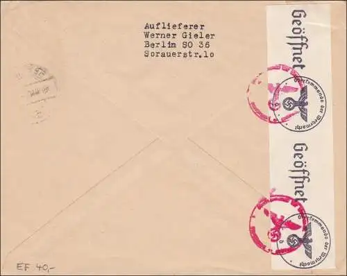 III. Reich: Brief von Berlin nach Göteborg 1940, Zensur