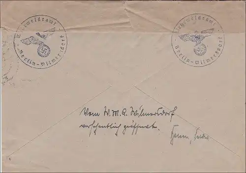 III. Reich: Brief  Feldpost Wehrmeldeamt Berlin - Doppelverwendung 1940