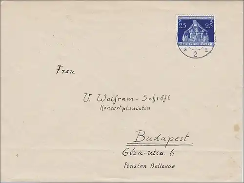 III. Reich: Brief von Bad Tölz nach Budapest