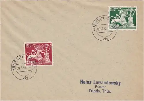 III. Reich: Lettre de Berlin vfs à Triptis - FDC 1942