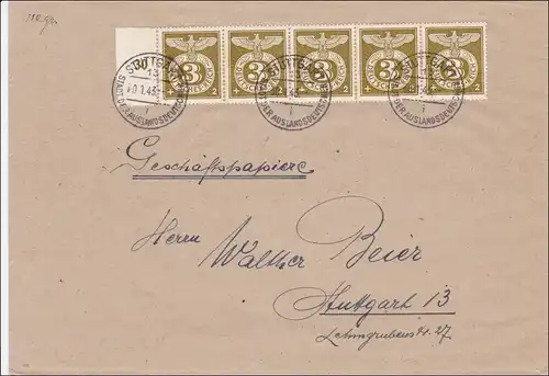 III. Reich: Brief von Stuttgart 1943 - MeF