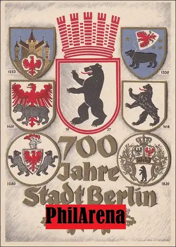 III. Reich: Carte spéciale 700 ans Berlin 1937