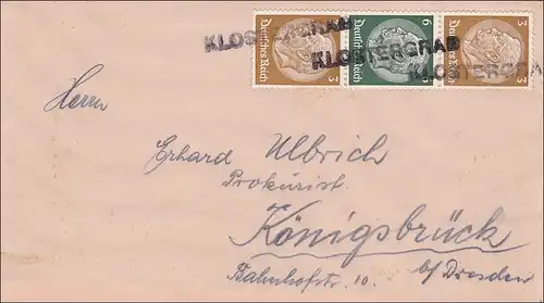 III. Reich: Brief von Klostergrab nach Königsbrück