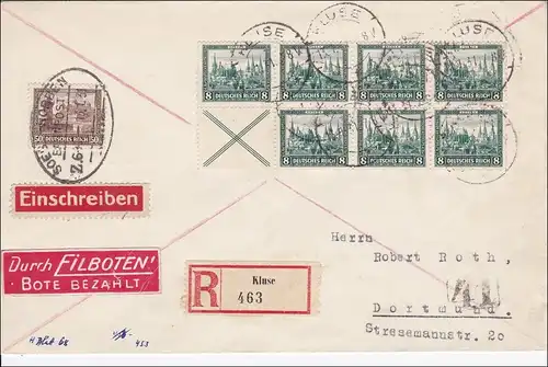 Brief Einschreiben/Eilboten von Kluse nach Dortmund 1931