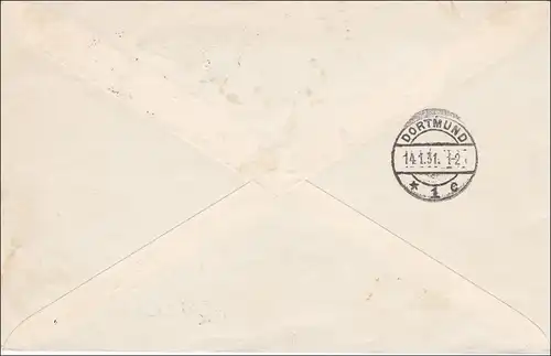 Lettre recommandé / Eilbot de Kuse vers Dortmund 1931