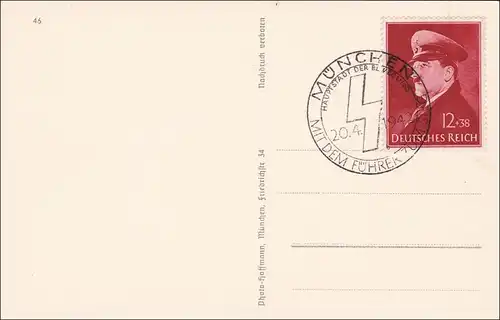 III. Reich: Propaganda Karte mit Sonderstempel Geburtstag A.H. 1942