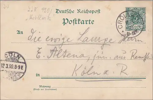 Entier 1899 avec photo sur la page de l'image - Cröllwitz à Cologne