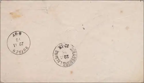 Enveloppe complète de la poitrine en 1873, de Wusterwitz à l'Alsace