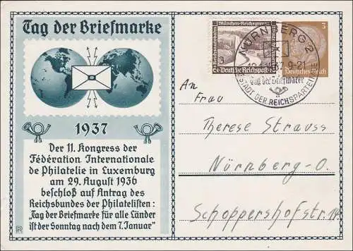 Toute la journée du timbre 1937 de Nuremberg