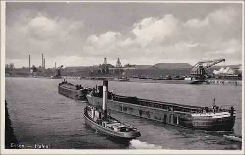 Ganzsache Eposta Essen 1932 mit Sonderstempel und Ansicht Hafen, P106/04