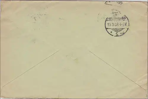 Enveloppe complète Germania de Mayence à Hanovre 1903