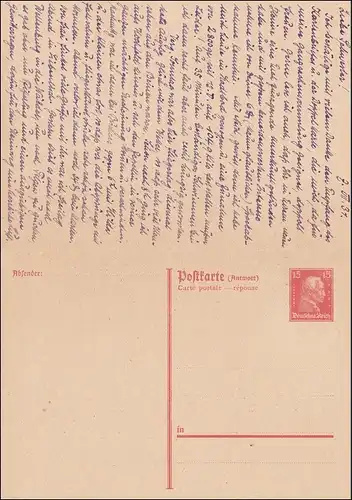 P1731, de Augsbourg à Marienbad 1931 avec carte de réponse