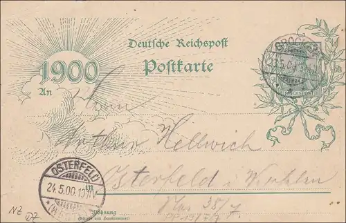 Ganzsache Gruss vom Brocken nach Osterfeld 1900