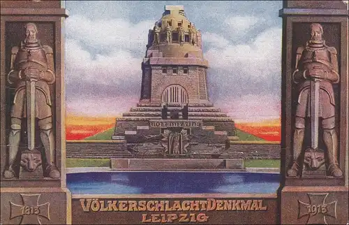 Toute l'affaire Monument aux peuples de Leipzig 1913 Germania, Stamp publicitaire - Zwickau