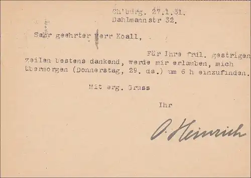 Affaire complète de Berln Charlottenburg, timbre publicitaire, 1931