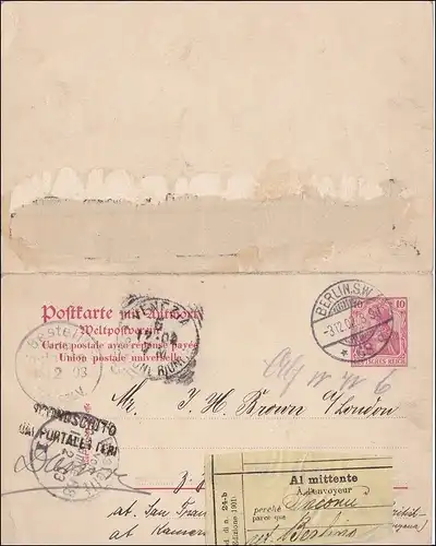Entier avec réponse de Berlin 1902 à Londres et retour