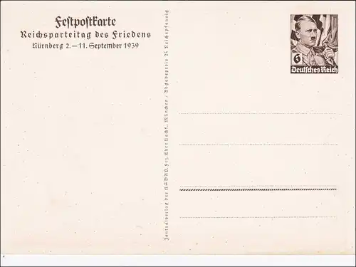 Ganzsache Propagandakarte: Reichsparteitag 1939